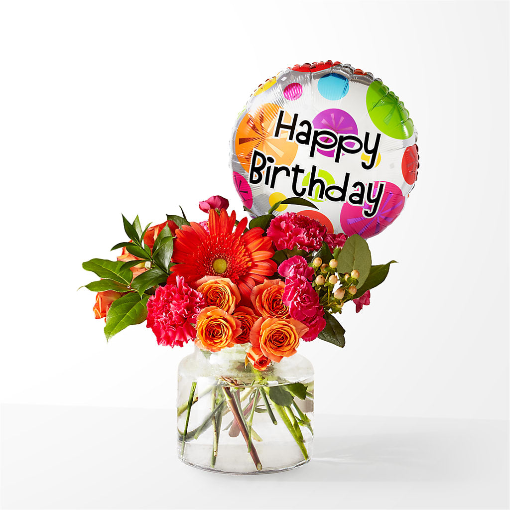 Fiesta Bouquet with Birthday Balloon – Millennial Florist, Hartsdale NY