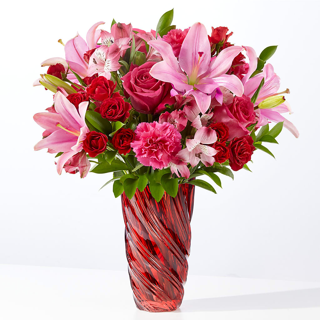 In Love Bouquet with Luxe Swirl Vase – Millennial Florist, Hartsdale NY
