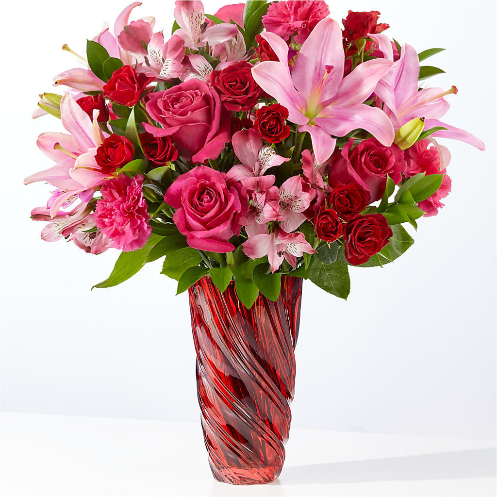 In Love Bouquet with Luxe Swirl Vase – Millennial Florist, Hartsdale NY