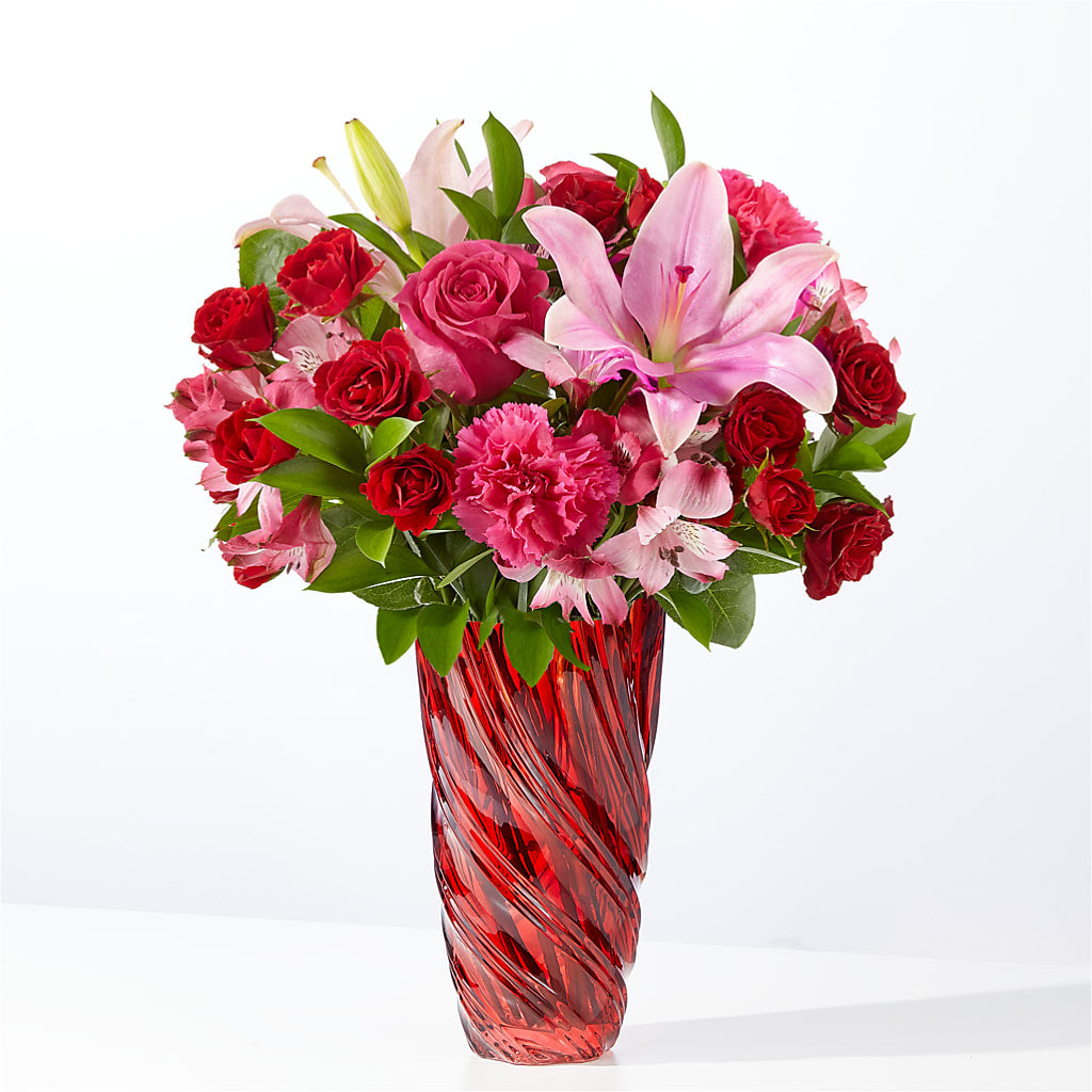 In Love Bouquet with Luxe Swirl Vase – Millennial Florist, Hartsdale NY