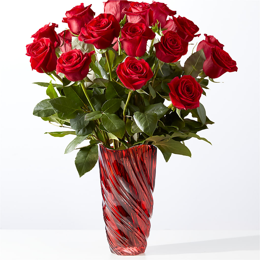 Classic Love Red Rose Bouquet with Luxe Swirl Vase – Millennial Florist, Hartsdale NY