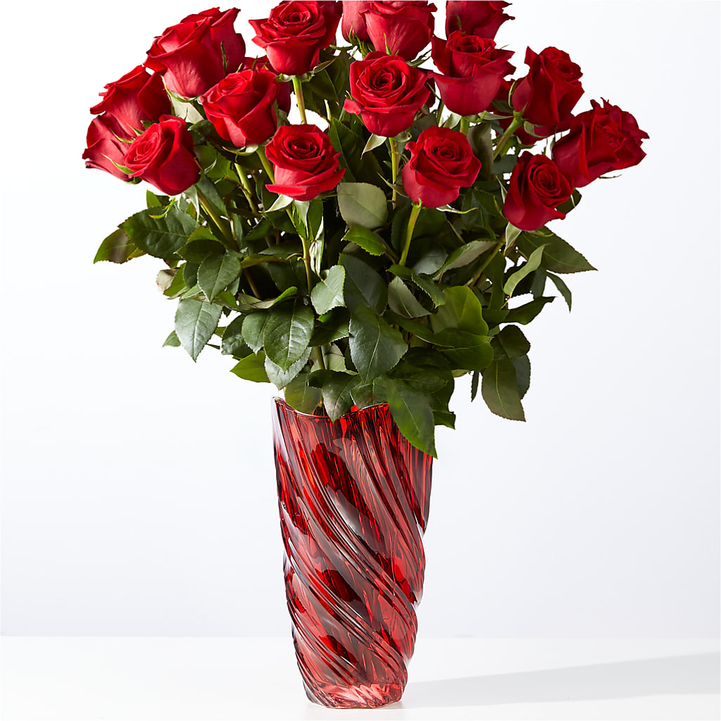 Classic Love Red Rose Bouquet with Luxe Swirl Vase – Millennial Florist, Hartsdale NY