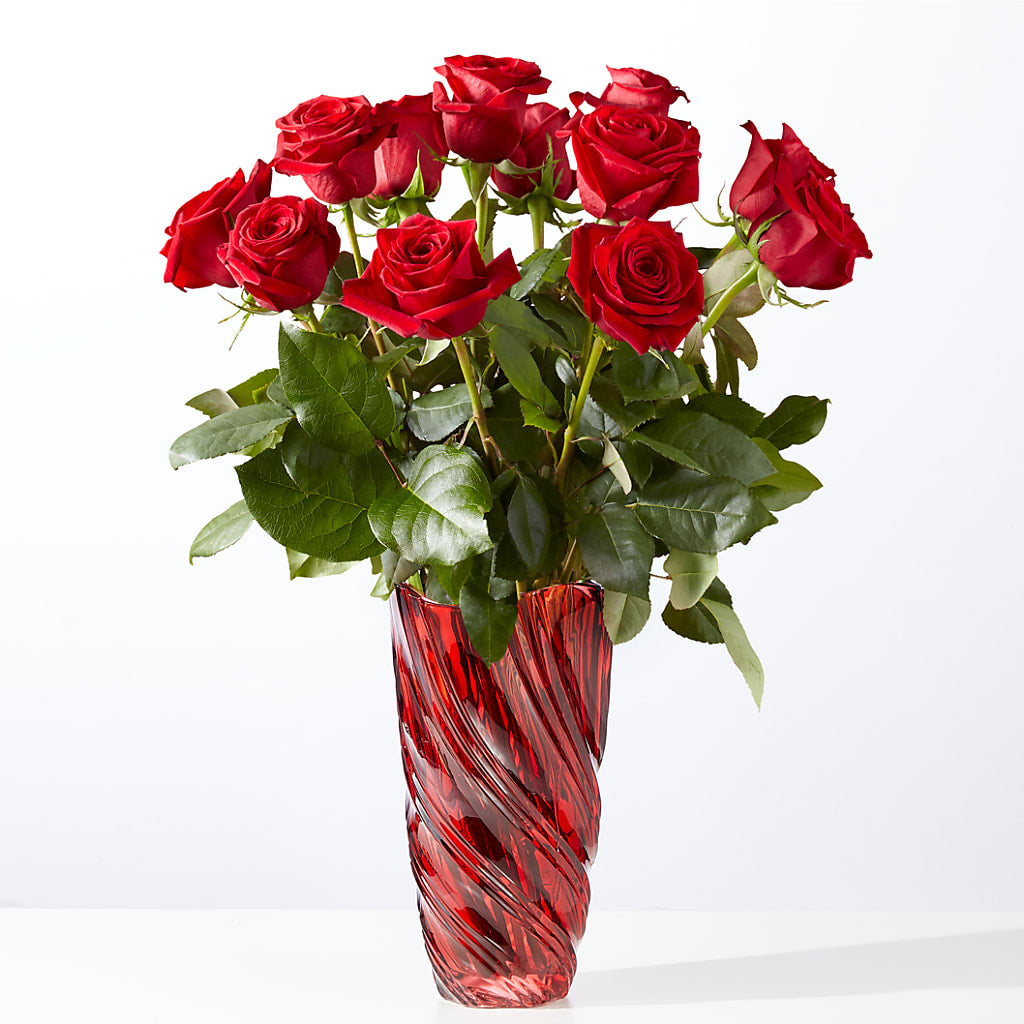 Classic Love Red Rose Bouquet with Luxe Swirl Vase – Millennial Florist, Hartsdale NY