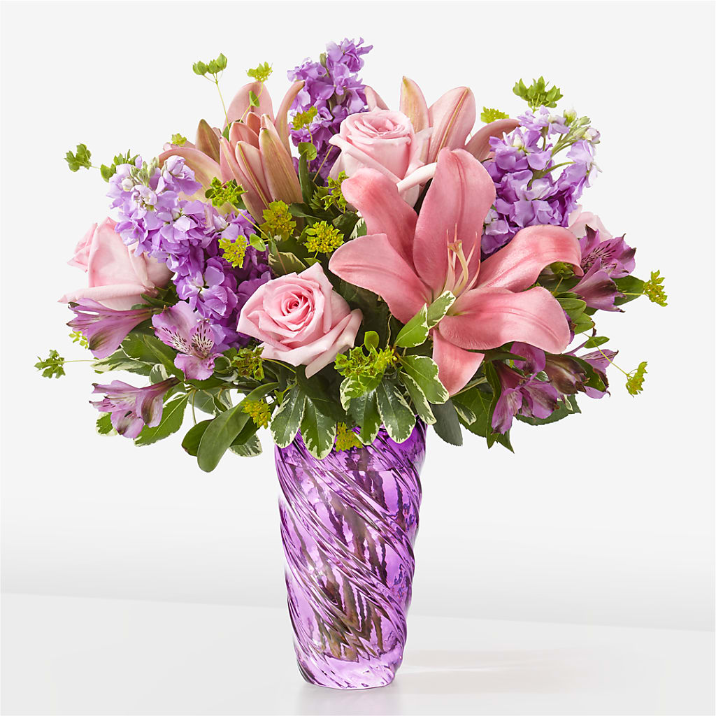 Precious Petals Bouquet with Luxe Swirl Vase – Millennial Florist, Hartsdale NY