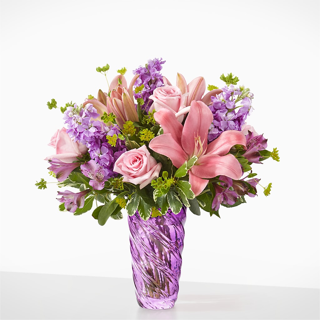 Precious Petals Bouquet with Luxe Swirl Vase – Millennial Florist, Hartsdale NY