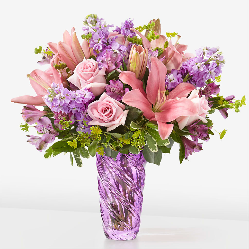 Precious Petals Bouquet with Luxe Swirl Vase – Millennial Florist, Hartsdale NY