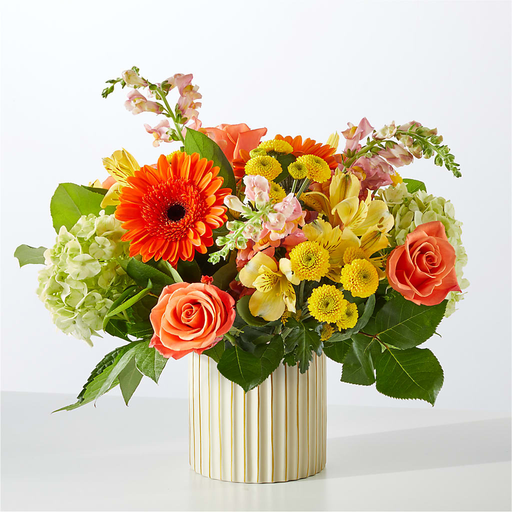 Autumn Sunshine Bouquet with Ivory Vase –  Millennial Florist, Hartsdale NY